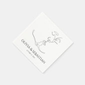 Minimalistische One Line Art Kissing Paar Bruiloft Servet (Hoek)