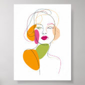 Minimalistische One Line Vrouw Portret Abstracte k Poster (Voorkant)