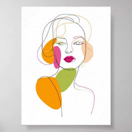 Minimalistische One Line Vrouw Portret Abstracte k Poster (Voorkant)