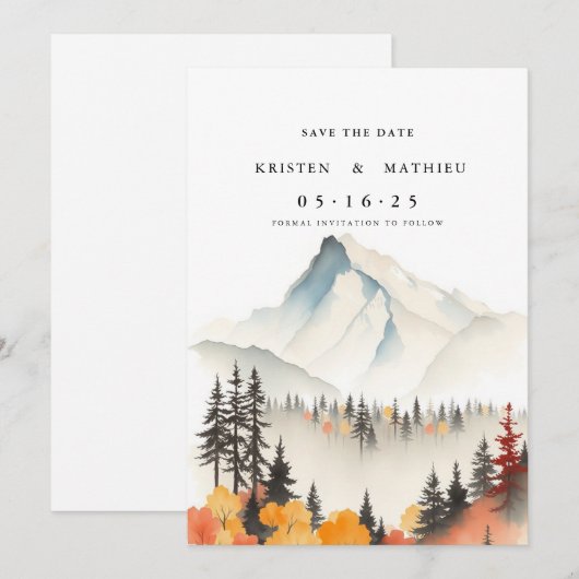 Minimalistische online berg save the date (Voorkant / Achterkant)