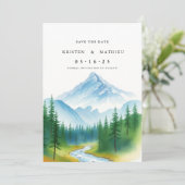 Minimalistische online berg save the date (Staand voorkant)