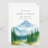 Minimalistische online berg save the date (Voorkant / Achterkant)