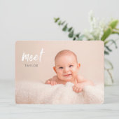 Minimalistische Ontmoet Baby Foto's Geboorteaankon Kaart (Staand voorkant)