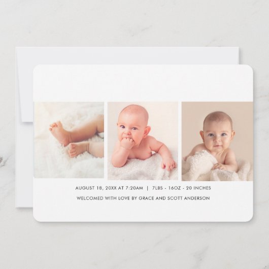 Minimalistische Ontmoet Baby Foto's Geboorteaankon Kaart (Achterkant)