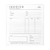 Minimalistische ontvangst van aangepaste facturen  notitieblok (Voorkant)