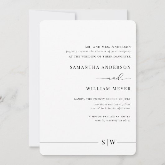 Minimalistische ontwerpuitnodiging | Elegant en mo Kaart (Voorkant)