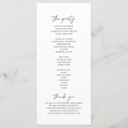 Minimalistische ontwerpuitnodiging | Elegant en mo Menu (Achterkant)