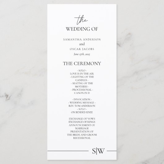 Minimalistische ontwerpuitnodiging | Elegant en mo Menu (Voorkant)