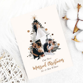 Minimalistische Onze Eerste Gekerstde Kerst Drie F Kaart