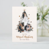 Minimalistische Onze Eerste Gekerstde Kerst Drie F Kaart (Staand voorkant)