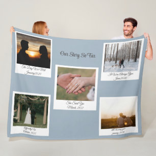 Minimalistische 'Onze Geschiedenis' Foto Tijdlijn  Fleece Deken