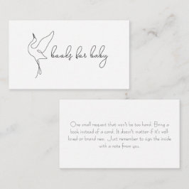 Minimalistische Ooievaar Baby Shower Boeken voor B Informatiekaartje