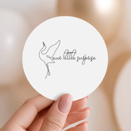 Minimalistische Ooievaar Neutrale Baby Shower Ronde Sticker
