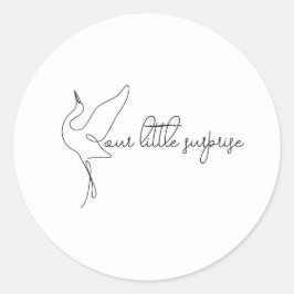 Minimalistische Ooievaar Neutrale Baby Shower Ronde Sticker