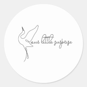 Minimalistische Ooievaar Neutrale Baby Shower Ronde Sticker