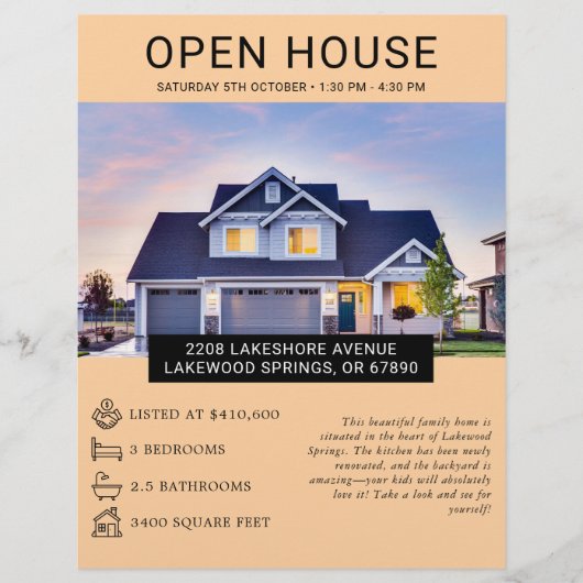 Minimalistische Open Huis Flyer voor Vastgoed - Aa (Voorkant)