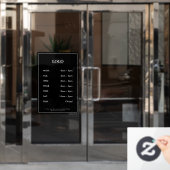 Minimalistische openingstijdenframe met bedrijfslo raamsticker (Kantoordeur)