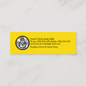 Minimalistische opvallende gele stekker mini visitekaartje (Achterkant)