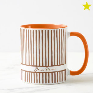 Minimalistische oranje aquarel strepen aangepaste  mok