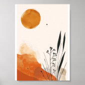 Minimalistische Oranje Botanische Boho Poster (Voorkant)