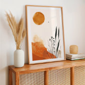Minimalistische Oranje Botanische Boho Poster