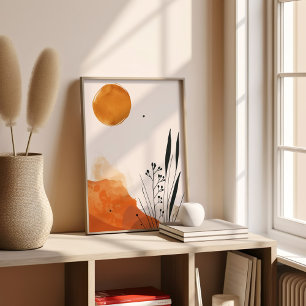Minimalistische Oranje Botanische Boho Poster