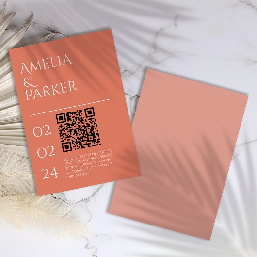 Minimalistische Oranje bruiloft behuizing Kaart