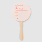 Minimalistische Oranje bruiloft hand fans Handwaaier (Achterkant)