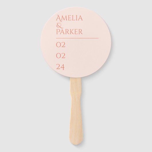 Minimalistische Oranje bruiloft hand fans Handwaaier (Achterkant)