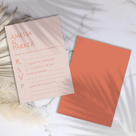 Minimalistische Oranje bruiloft RSVP Kaartje