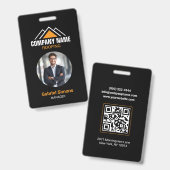 Minimalistische oranje dakbedekking QR-code gebouw Badge (Voor- en achterkant)