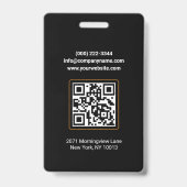 Minimalistische oranje dakbedekking QR-code gebouw Badge (Achterkant)