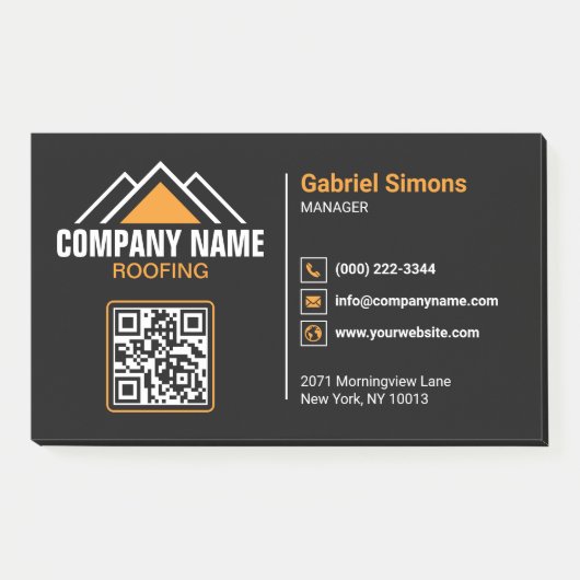Minimalistische Oranje Dakbedekking QR Code Gebouw Post-it® Notes (Voorkant)