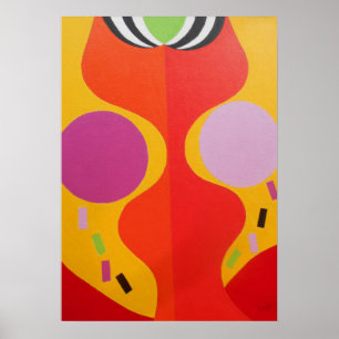 Minimalistische oranje en gele kunstprint poster
