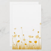 Minimalistische oranje en witte klaprozen weide bl briefpapier (Voorkant / Achterkant)