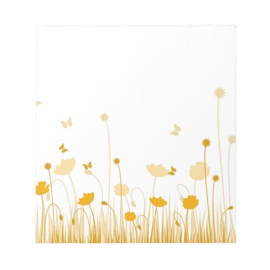 Minimalistische oranje en witte klaprozen weide bl notitieblok (Voorkant)