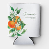Minimalistische Oranje Fruit Botanische Bruiloftsd Blikjeskoeler (Voorkant)