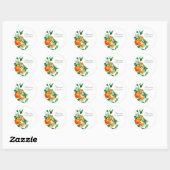 Minimalistische Oranje Fruit Botanische Bruiloftsd Ronde Sticker (Vel)