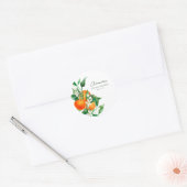 Minimalistische Oranje Fruit Botanische Bruiloftsd Ronde Sticker (Envelop)