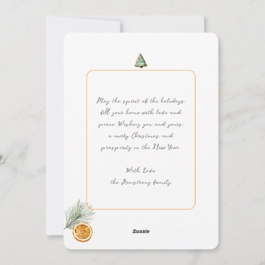 Minimalistische Oranje krans fotokaart Feestdagenkaart (Achterkant)