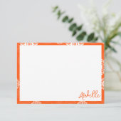 Minimalistische oranje madeliefjes bloem Namen Bedankkaart (Staand voorkant)