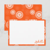 Minimalistische oranje madeliefjes bloem Namen Bedankkaart (Voorkant / Achterkant)