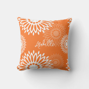 Minimalistische Oranje Mandala Geometrische Bloem  Kussen