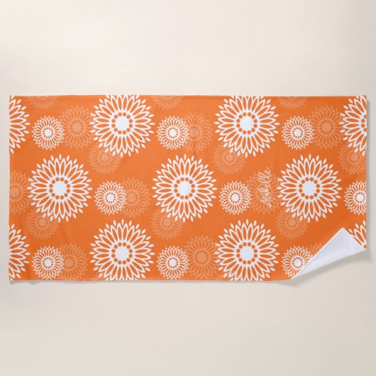 Minimalistische Oranje Mandala Geometrische Bloem  Strandlaken (Voorkant)