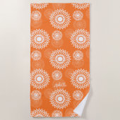 Minimalistische Oranje Mandala Geometrische Bloem  Strandlaken (Voorkant)