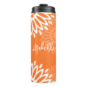 Minimalistische Oranje Mandala Geometrische Bloem  Thermosbeker