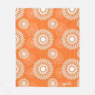 Minimalistische Oranje Mandala Geometrische Bloeme Fleece Deken