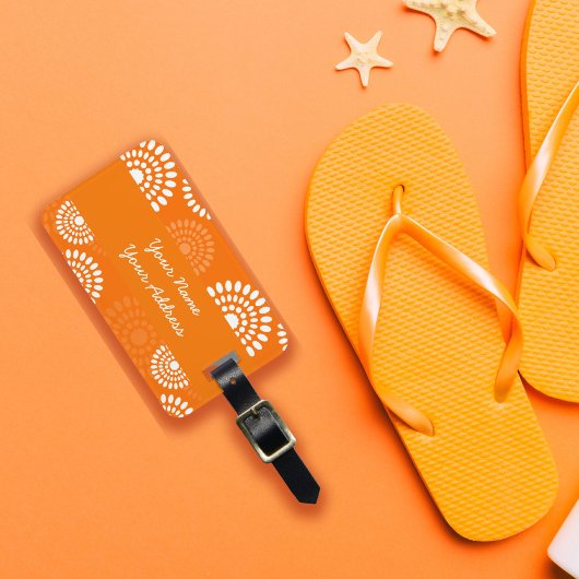 Minimalistische oranje margriet moderne simplistis bagagelabel