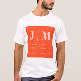 Minimalistische oranje roze eenvoudige monogram hu t-shirt