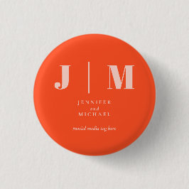 Minimalistische Oranje Roze Eenvoudige Trend Trouw Ronde Button 3,2 Cm